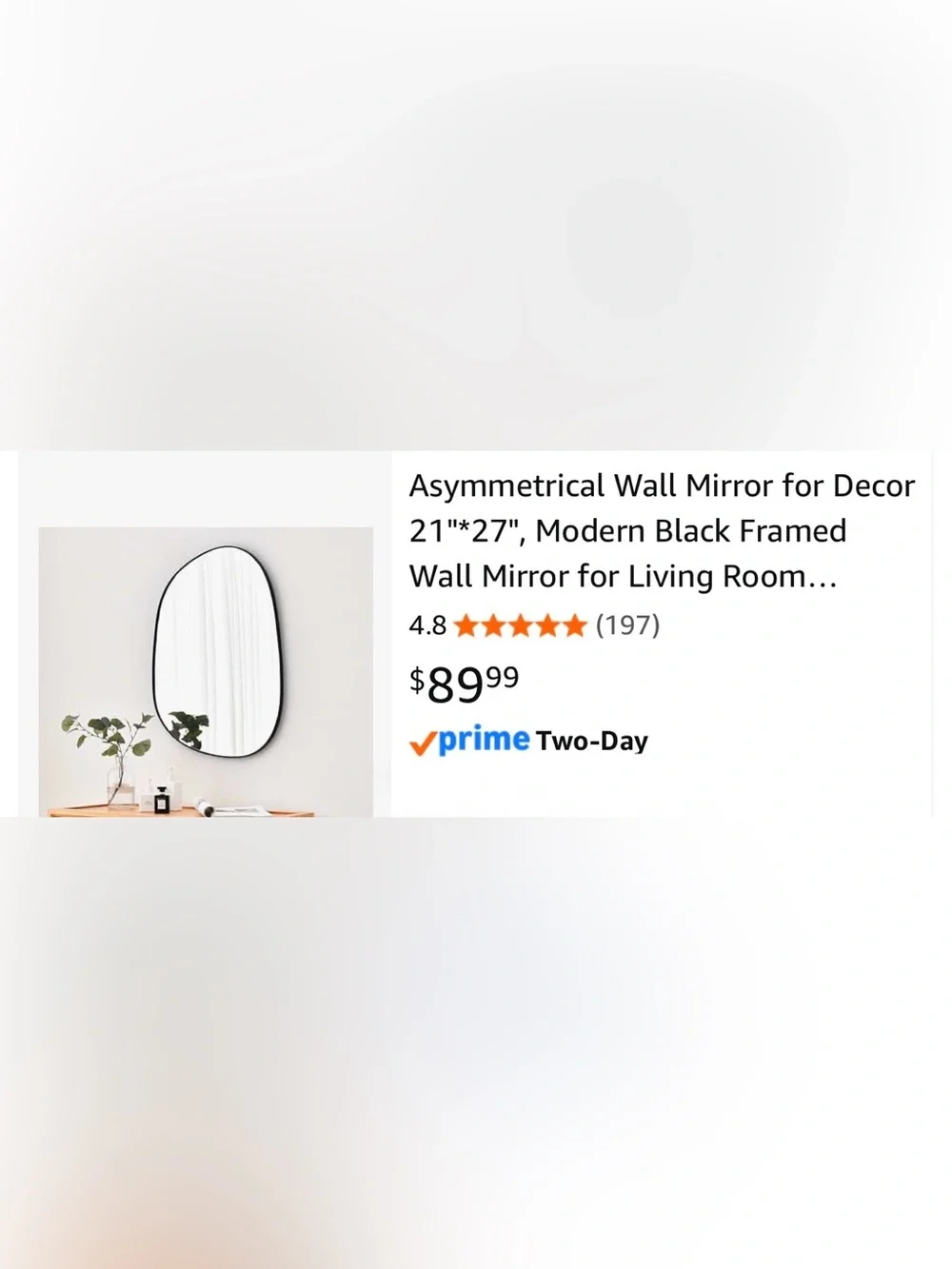 Asymmetrical Wall Mirror for Decor - Black thin frame (21x27)